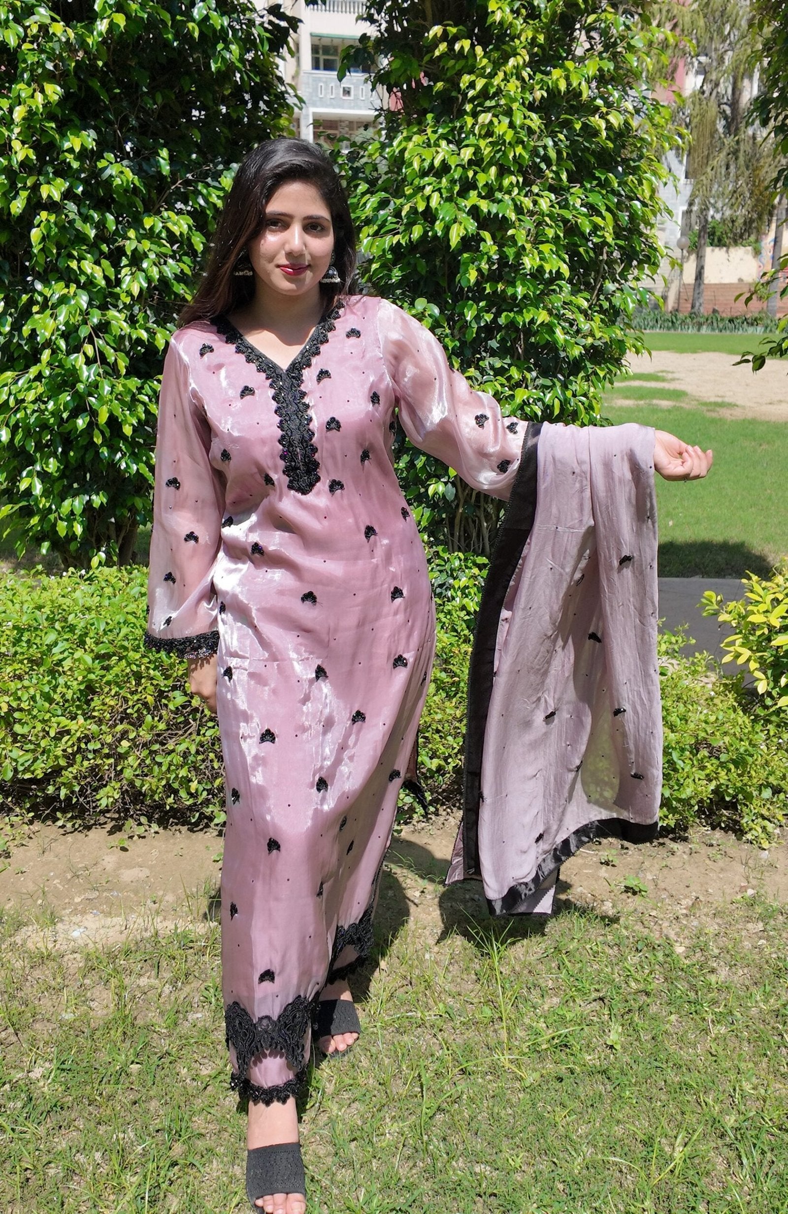 Lavender Glass Organza Premium 3-Piece Suit