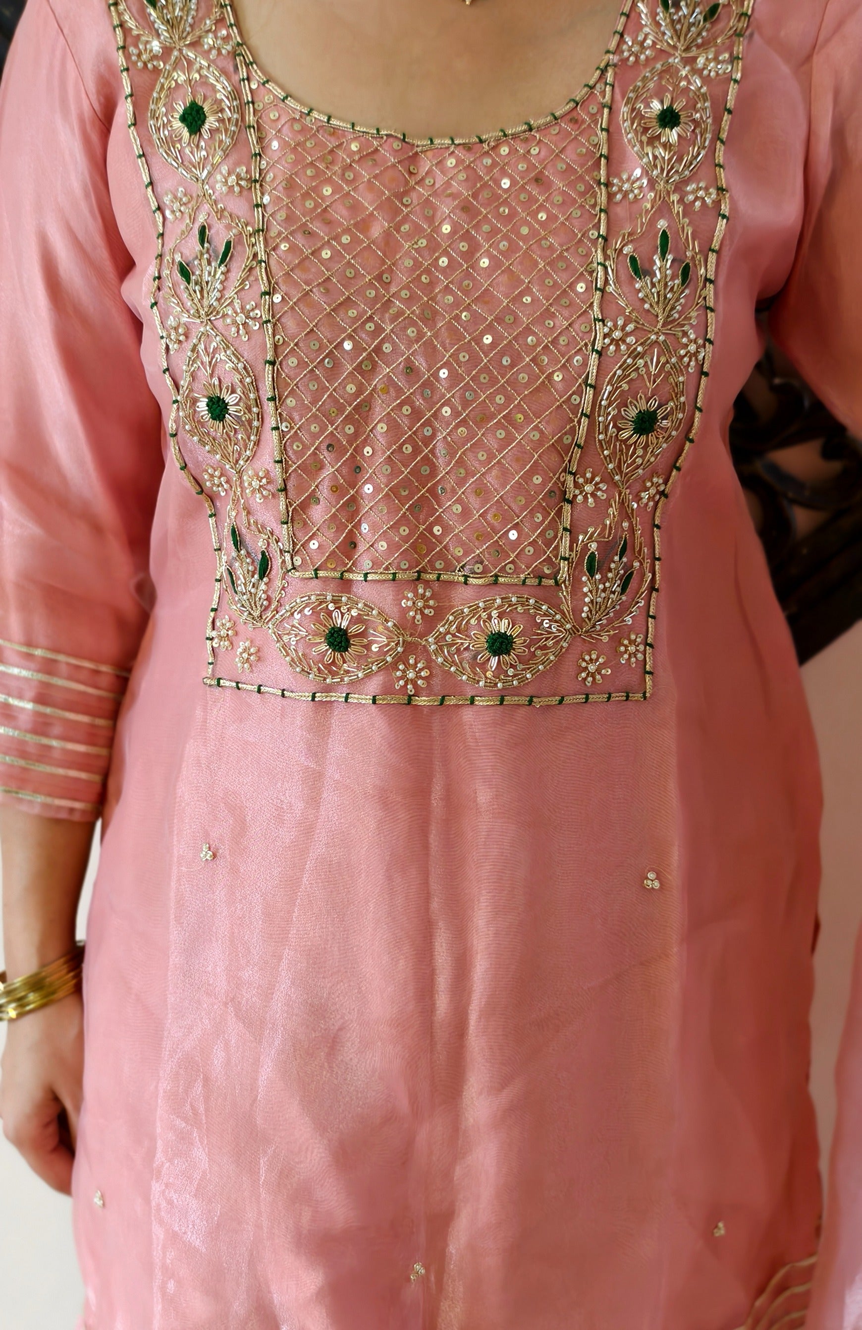 Peach Pink Premium Gharara Dress