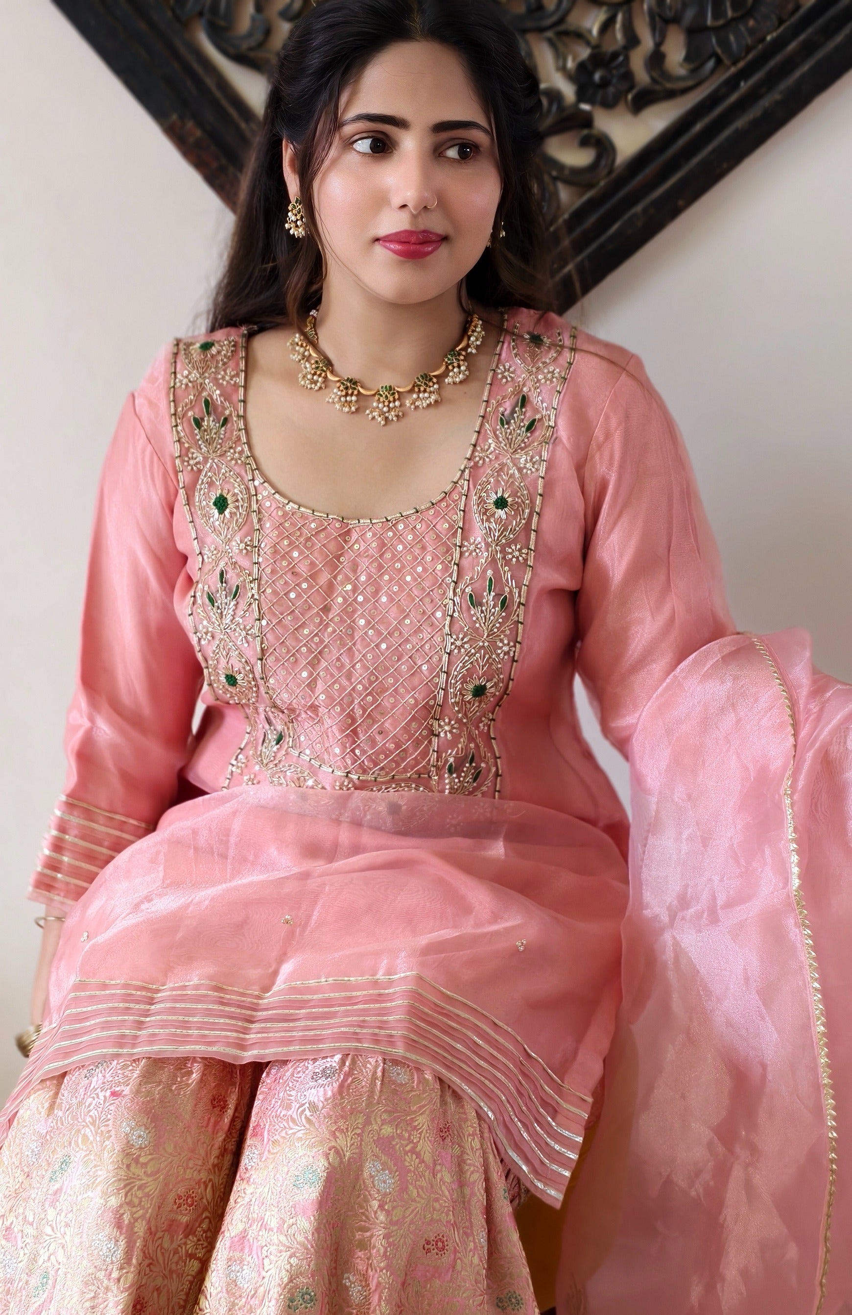 Peach Pink Premium Gharara Dress