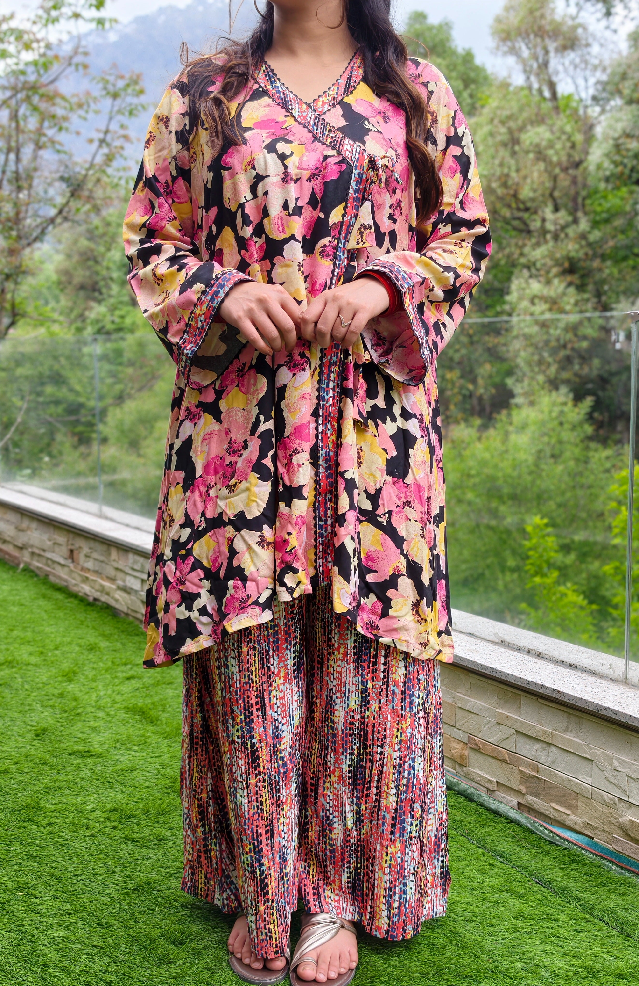 Black Multi Floral Cotton Co-ord Set