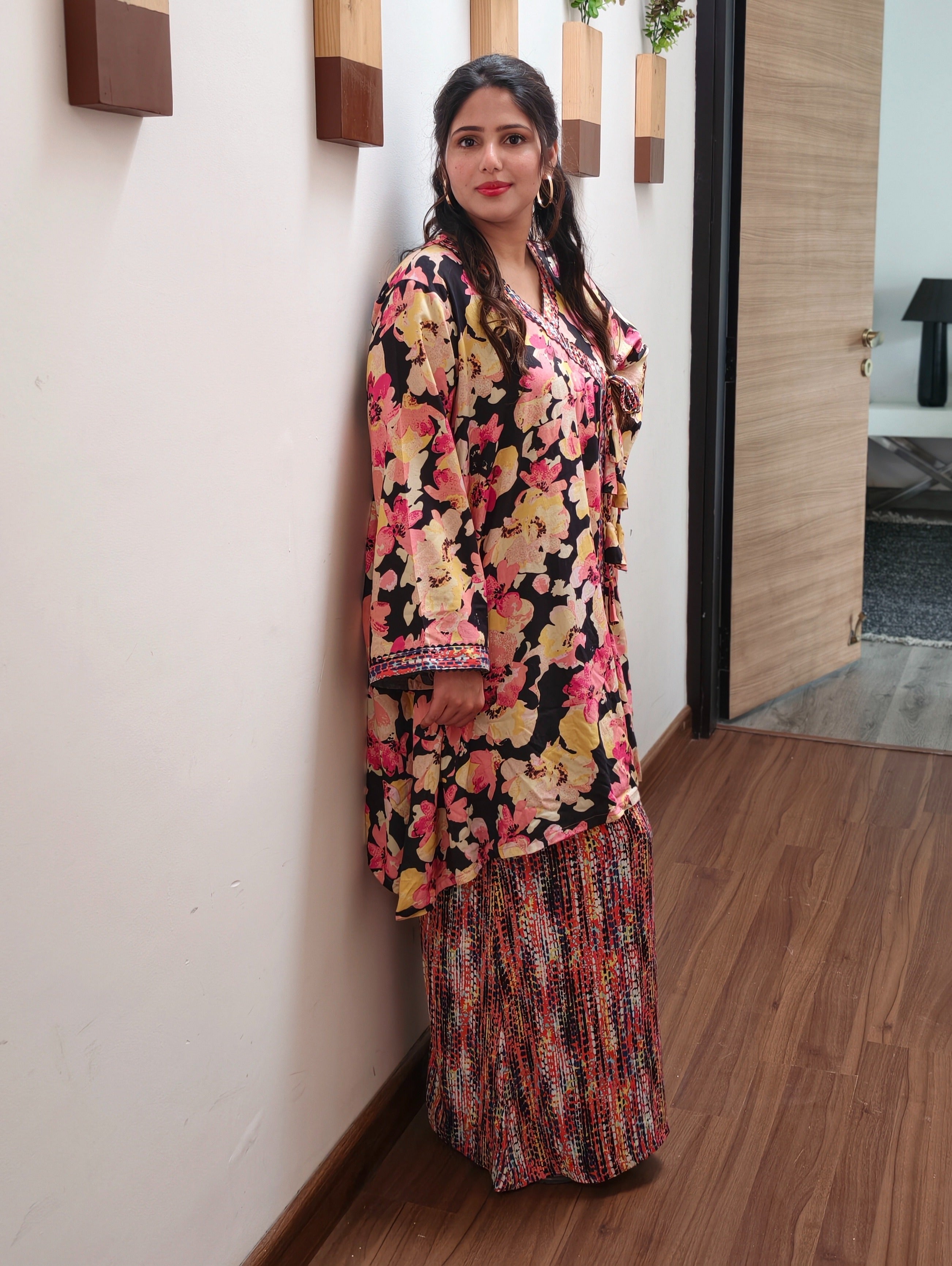 Black Multi Floral Cotton Co-ord Set