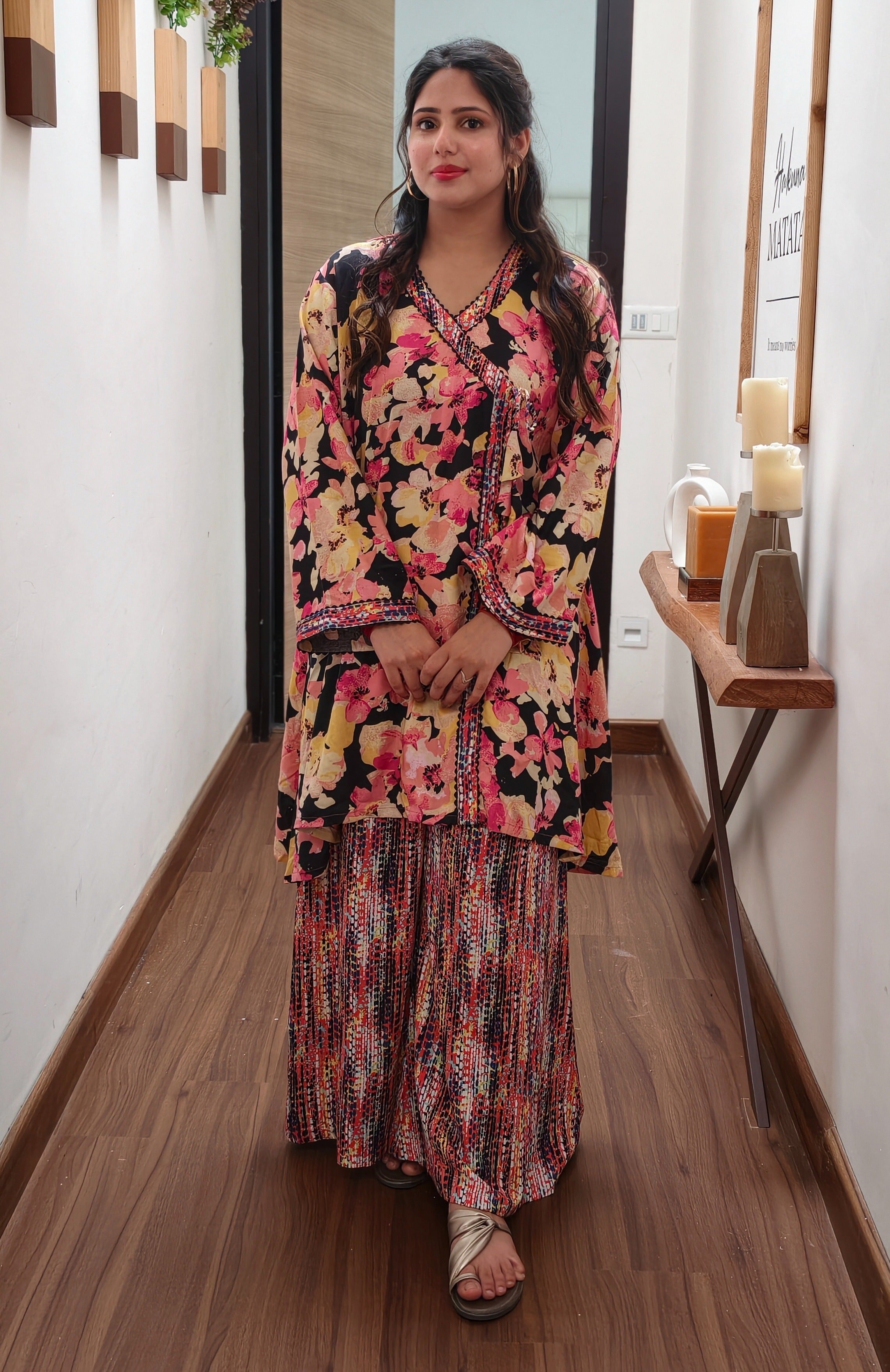 Black Multi Floral Cotton Co-ord Set