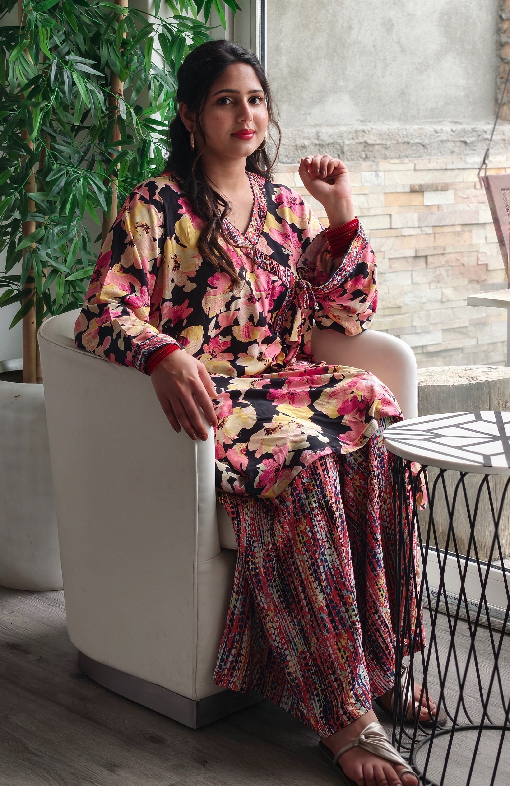 Black Multi Floral Cotton Co-ord Set