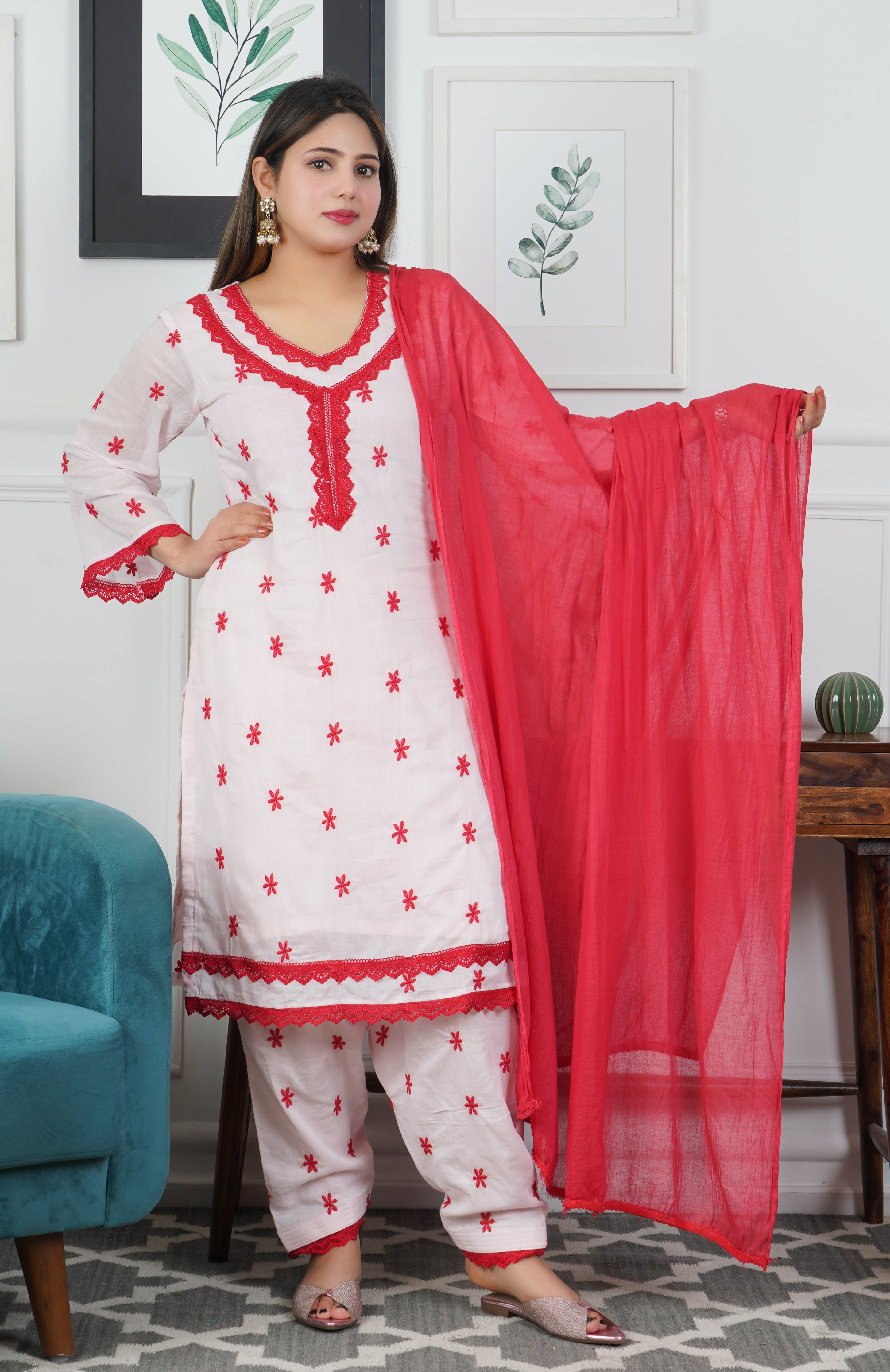 Light Pink Embroidered 3-Piece Set