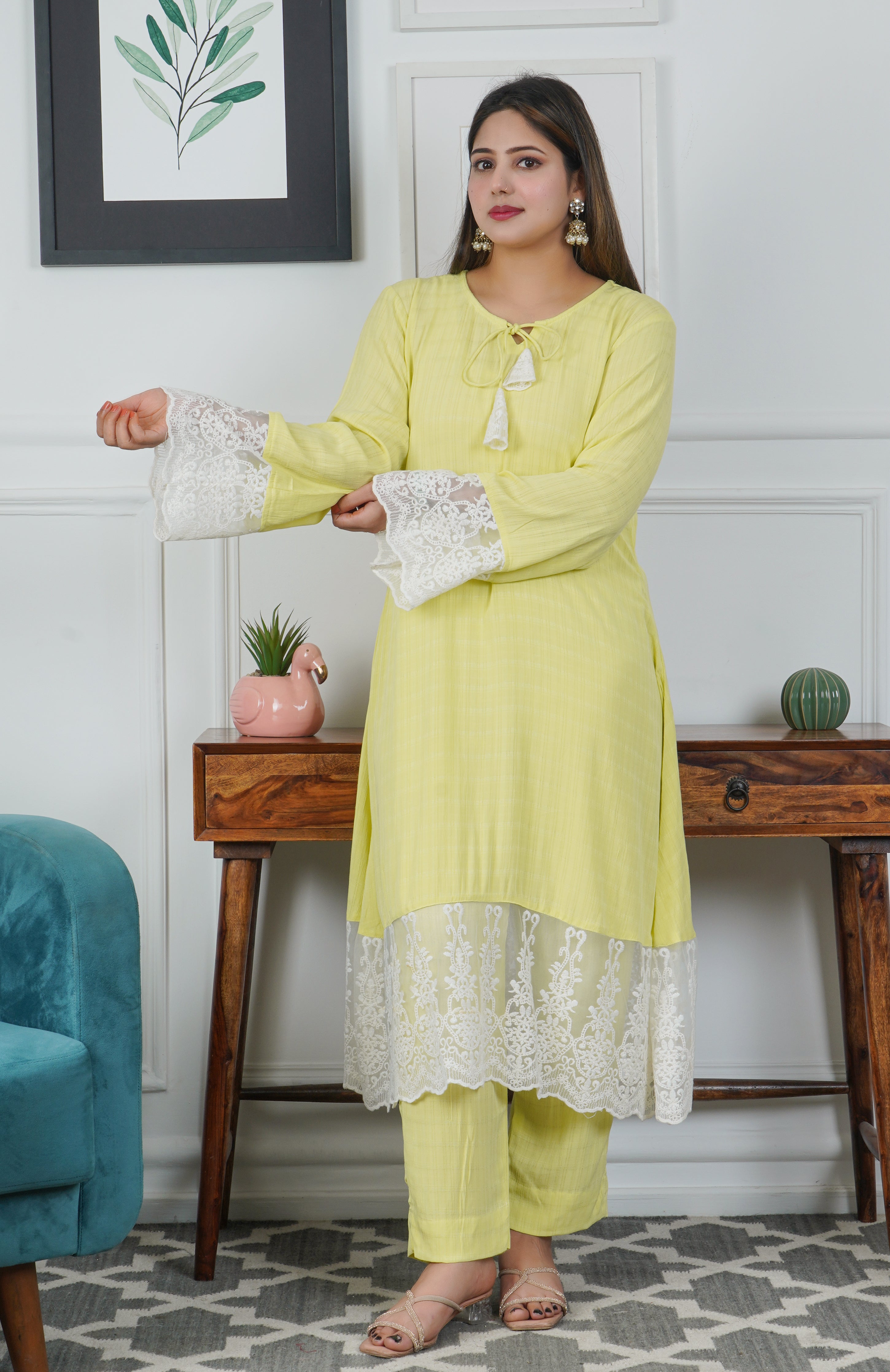 Light Green Umbrella Frock Style 2-Piece Set