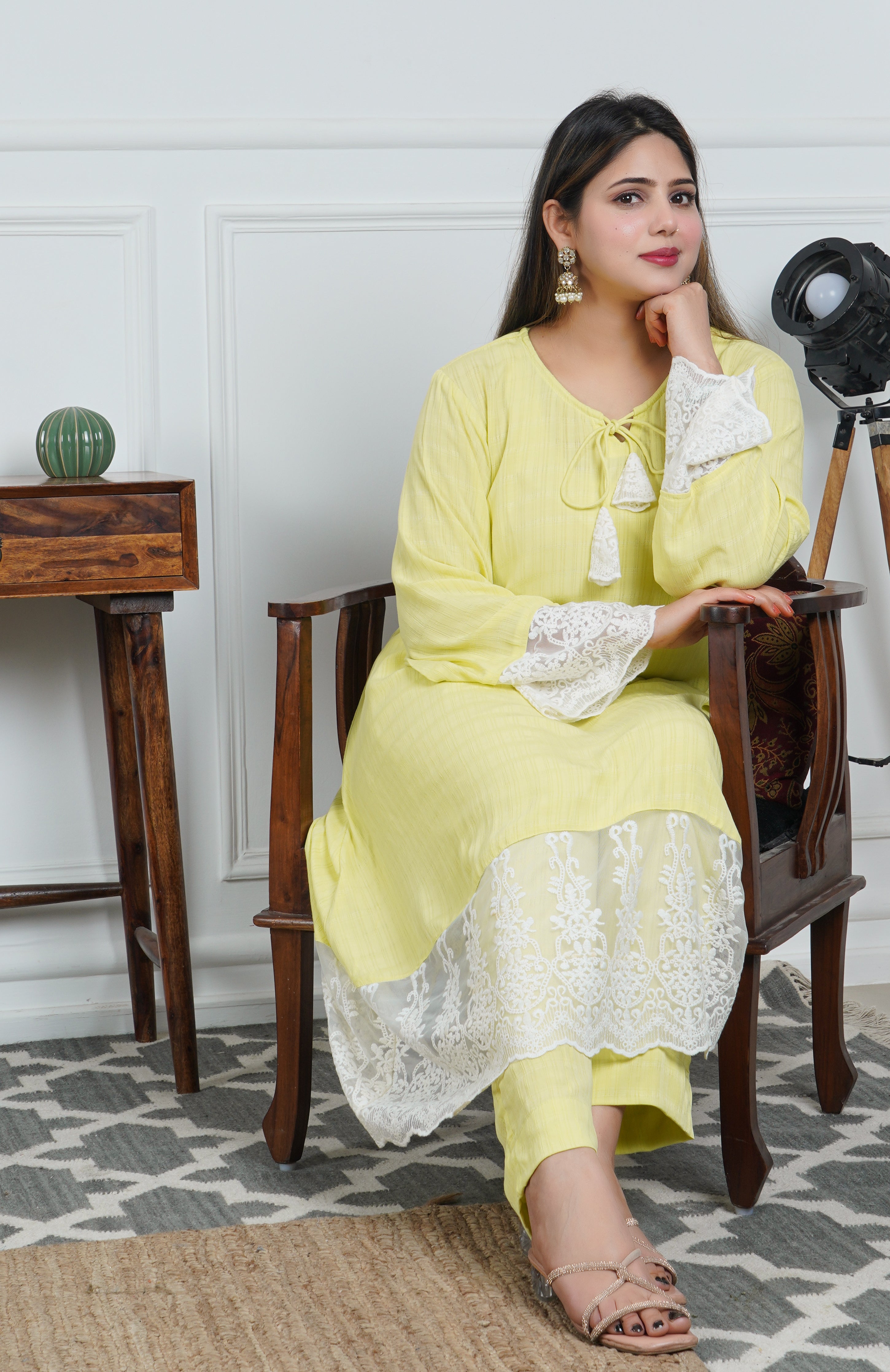 Light Green Umbrella Frock Style 2-Piece Set