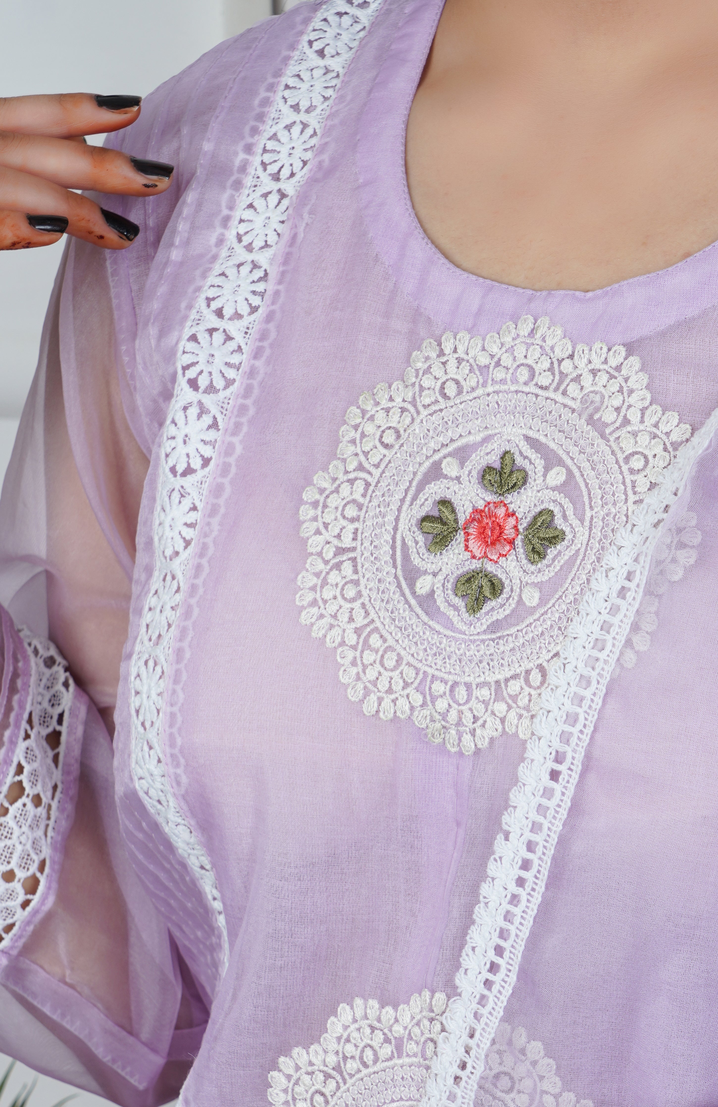 Lilac Pure organza 3 piece dress