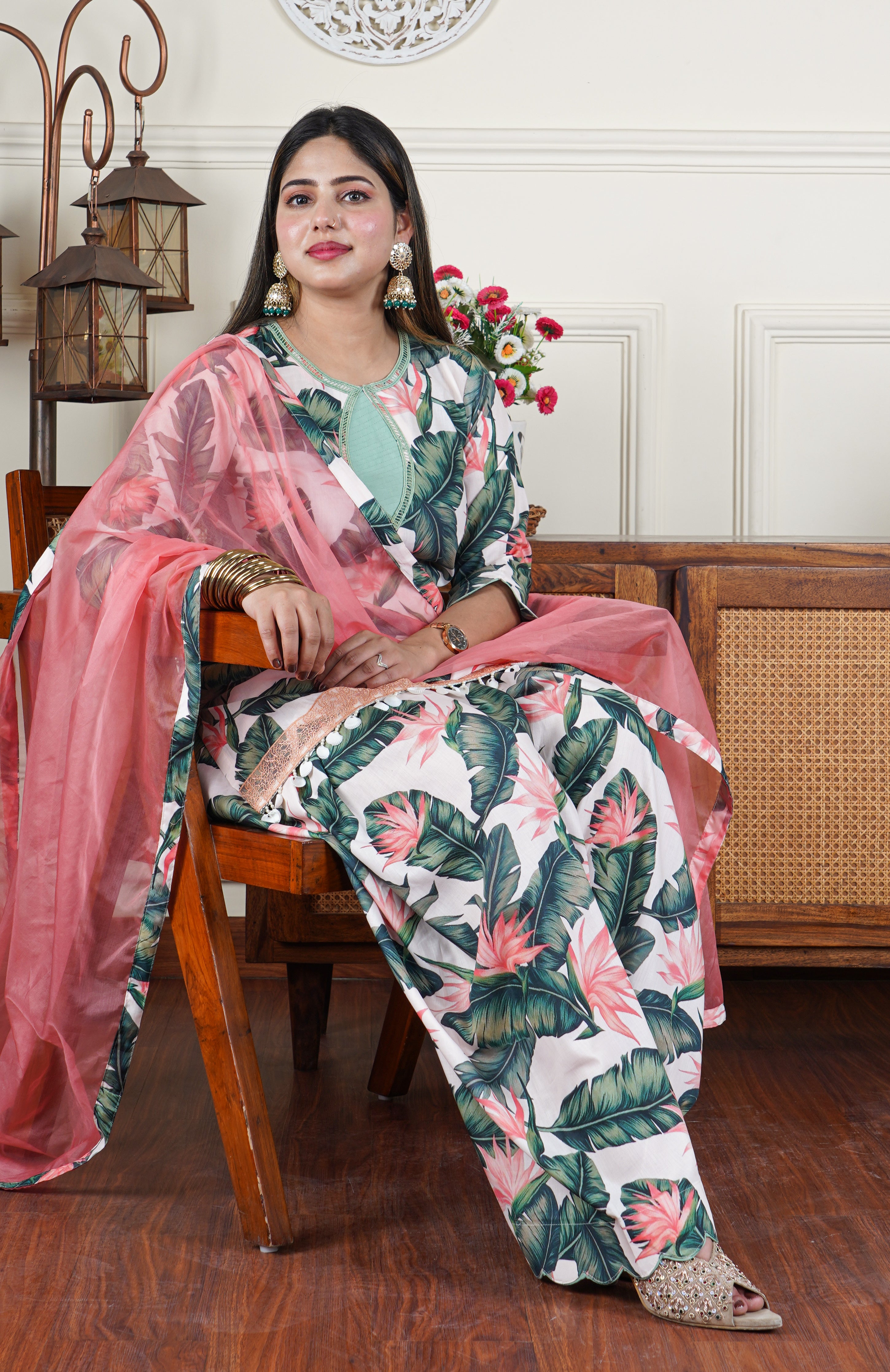 Floral Japanese Cotton Farshi Salwar Dress