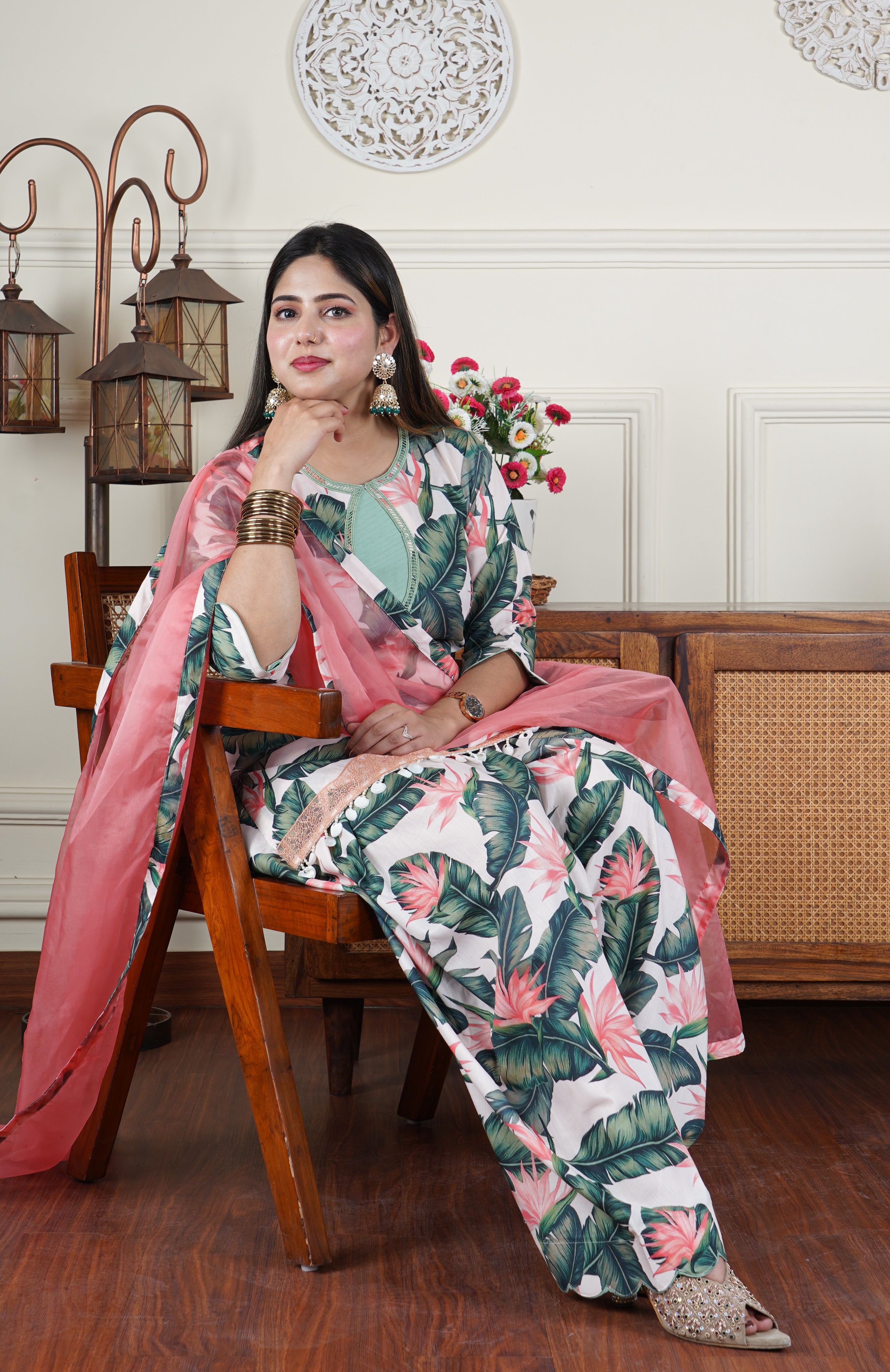 Floral Japanese Cotton Farshi Salwar Dress