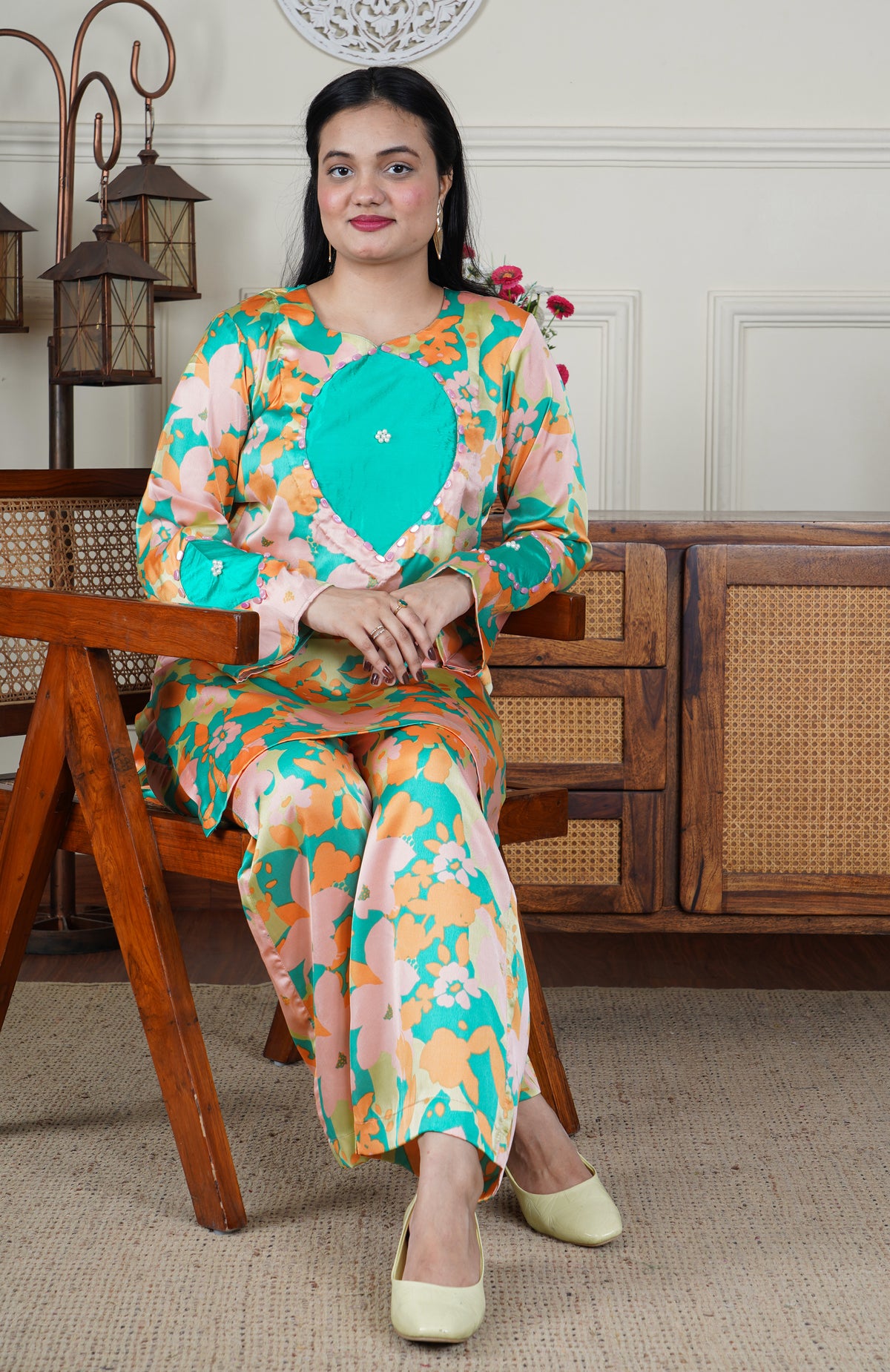 Italian Satin Printed Silk Co-ord Set