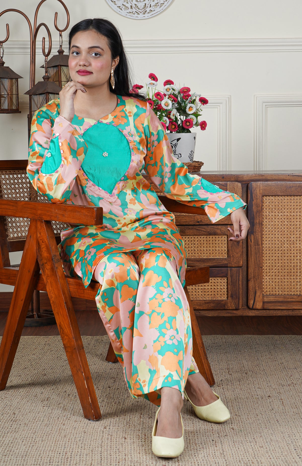 Italian Satin Printed Silk Co-ord Set