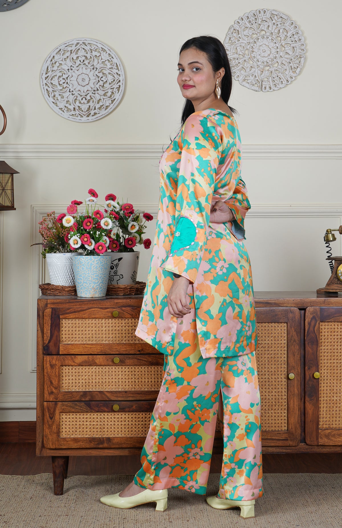 Italian Satin Printed Silk Co-ord Set