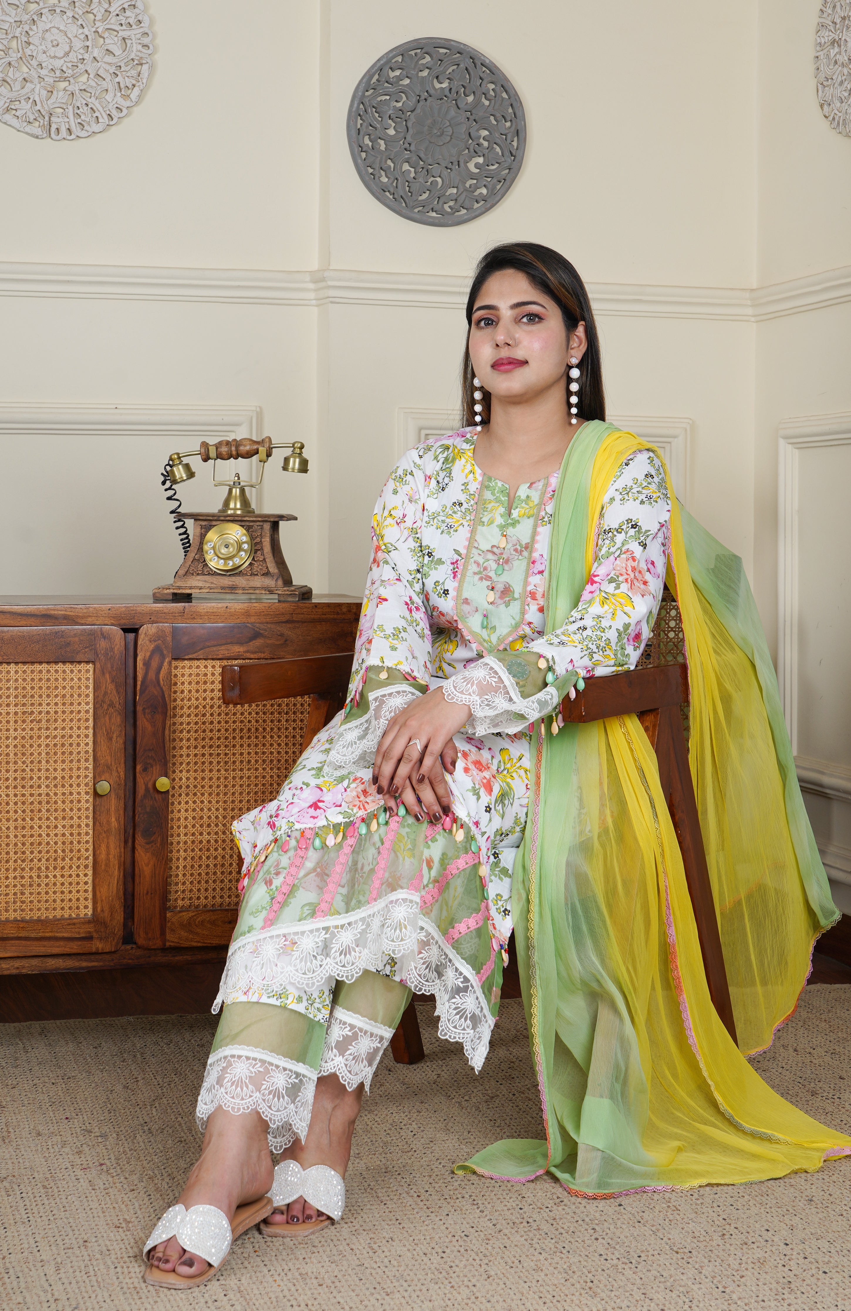 Pure Lawn Designer White and Floral Print 3 Piece Dress