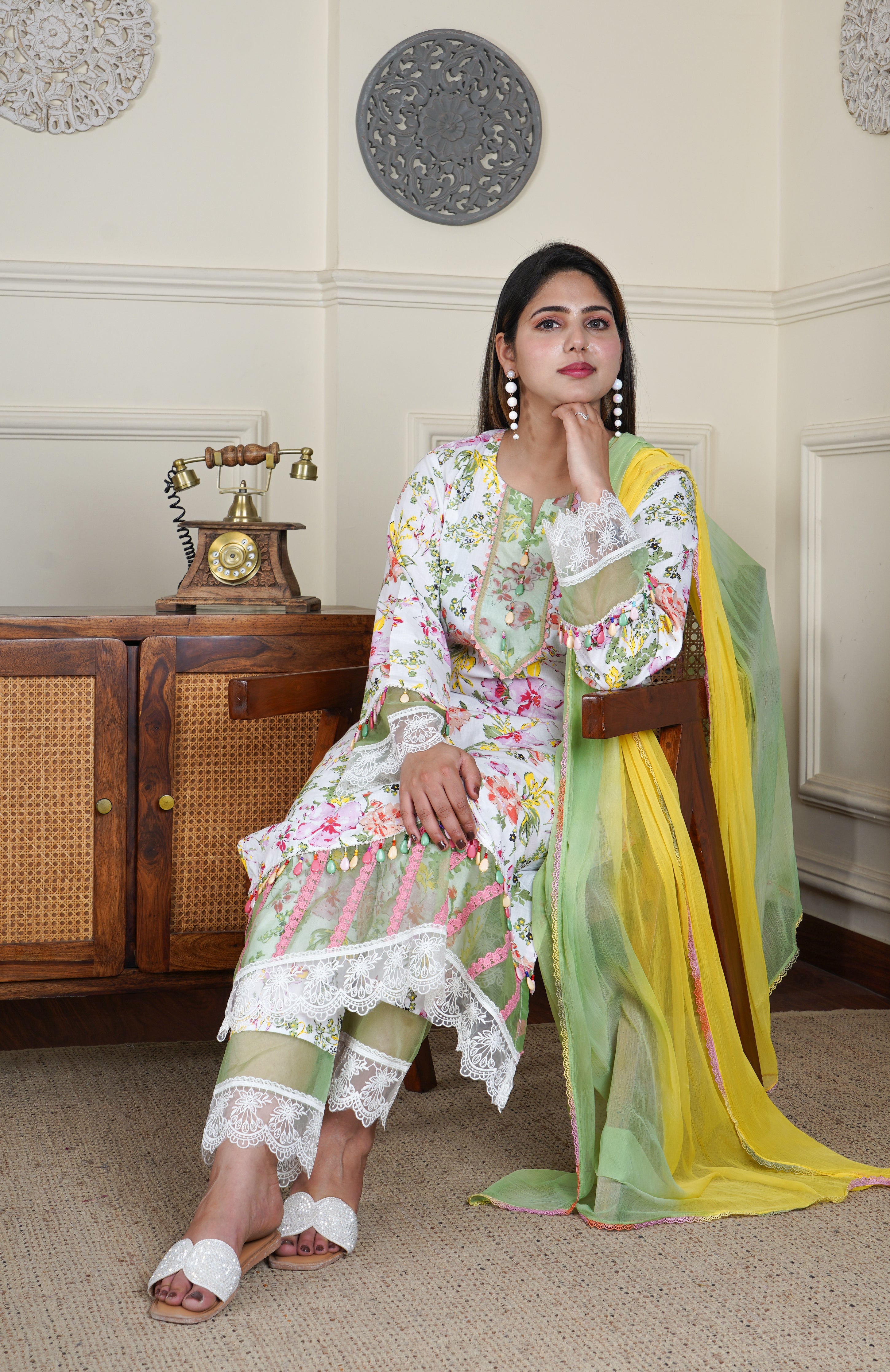 Pure Lawn Designer White and Floral Print 3 Piece Dress