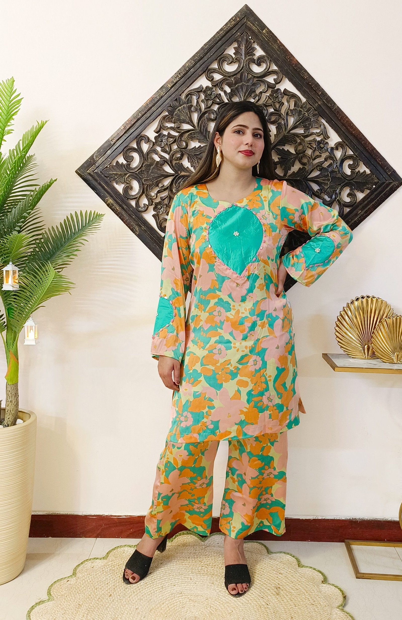 Italian Satin Printed Silk Co-ord Set