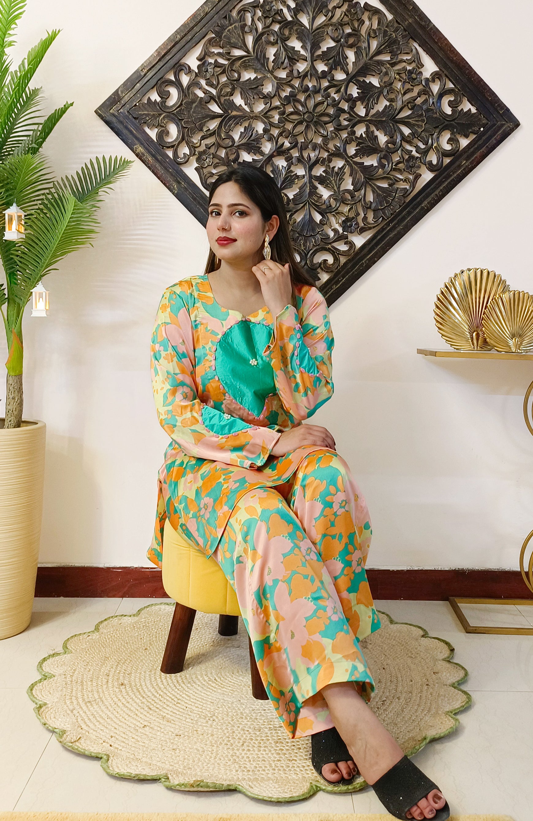 Italian Satin Printed Silk Co-ord Set