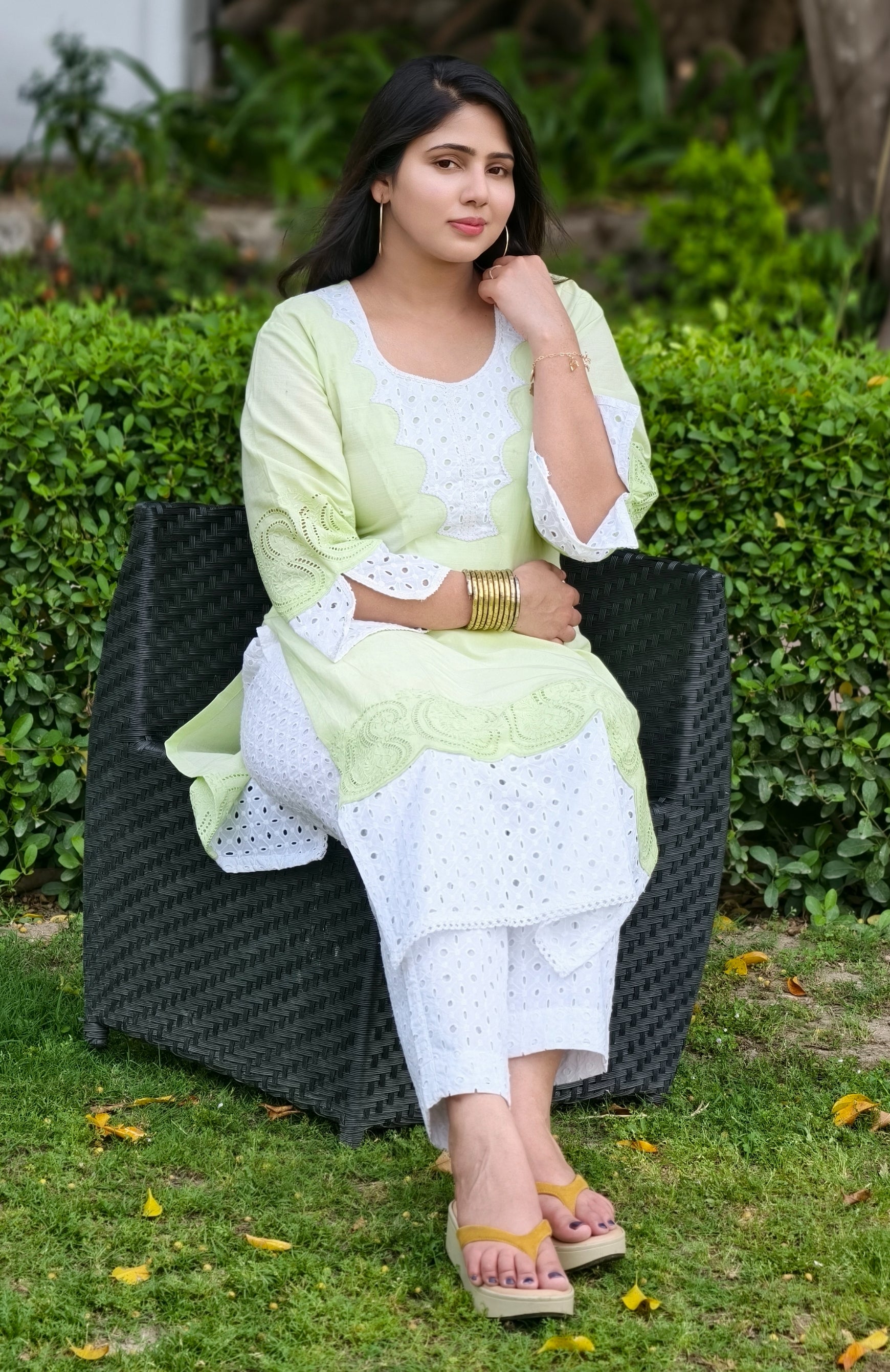 Mint Green Cotton Schiffli 2-Piece Dress