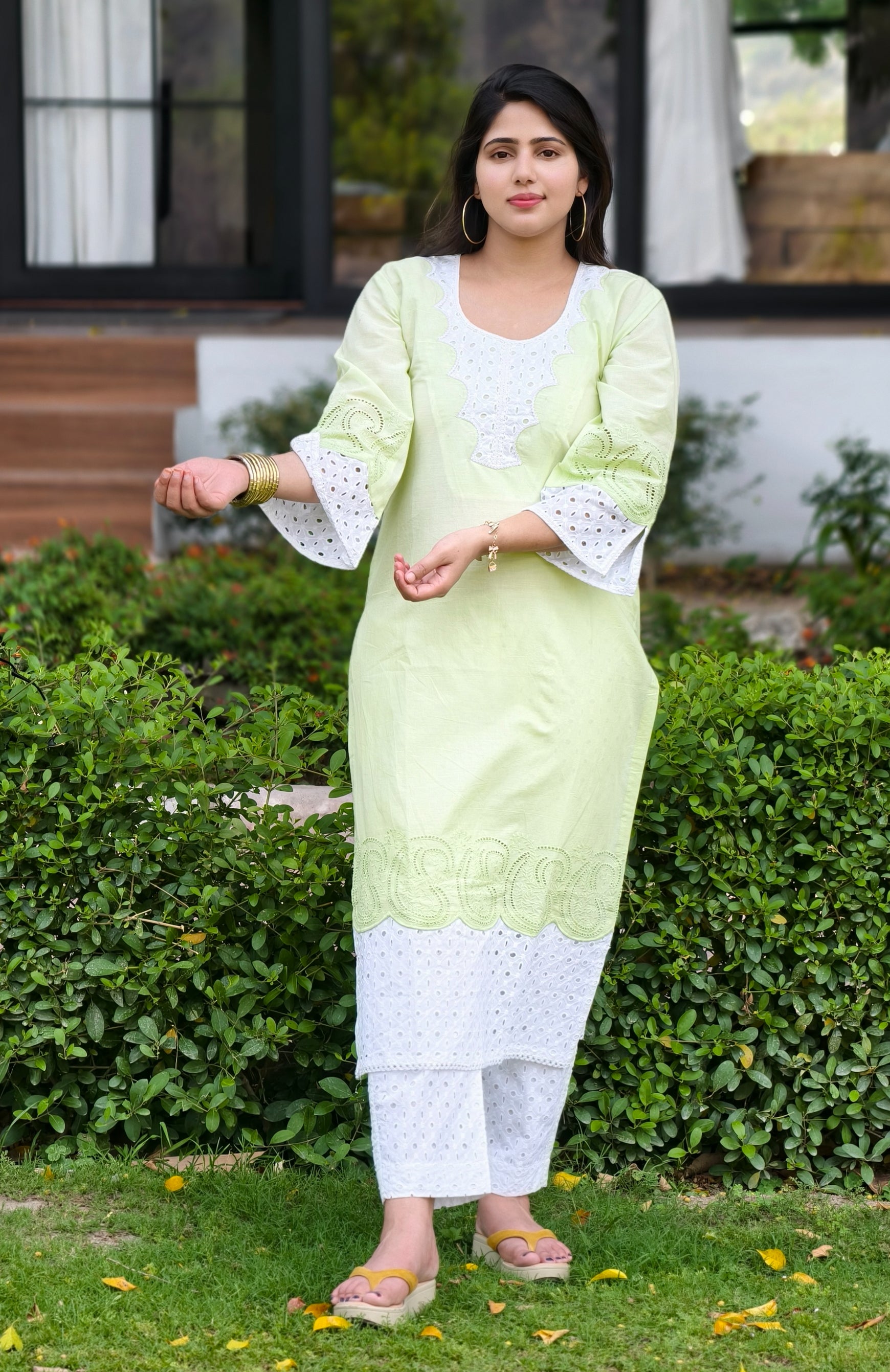 Mint Green Cotton Schiffli 2-Piece Dress