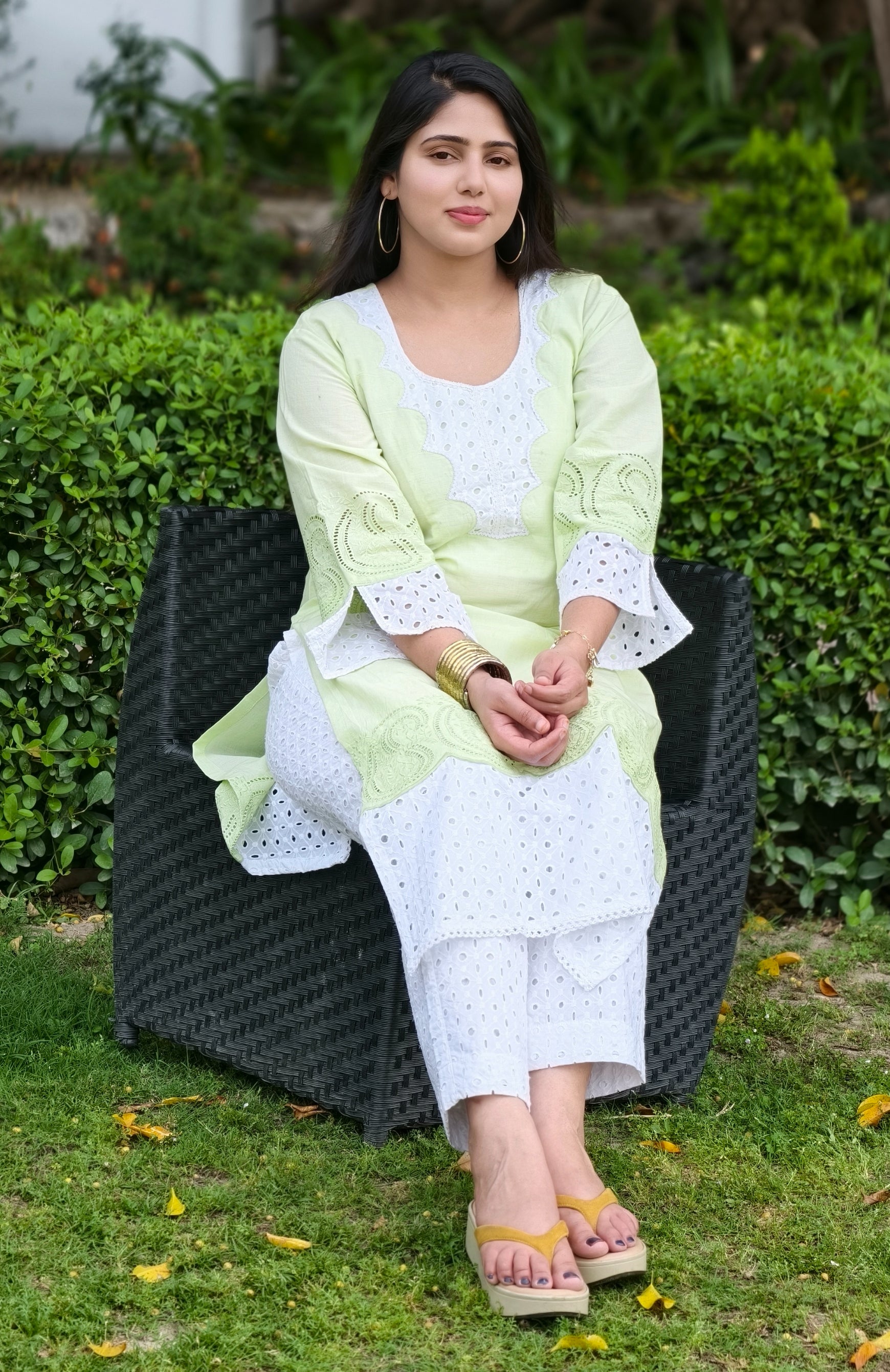 Mint Green Cotton Schiffli 2-Piece Dress