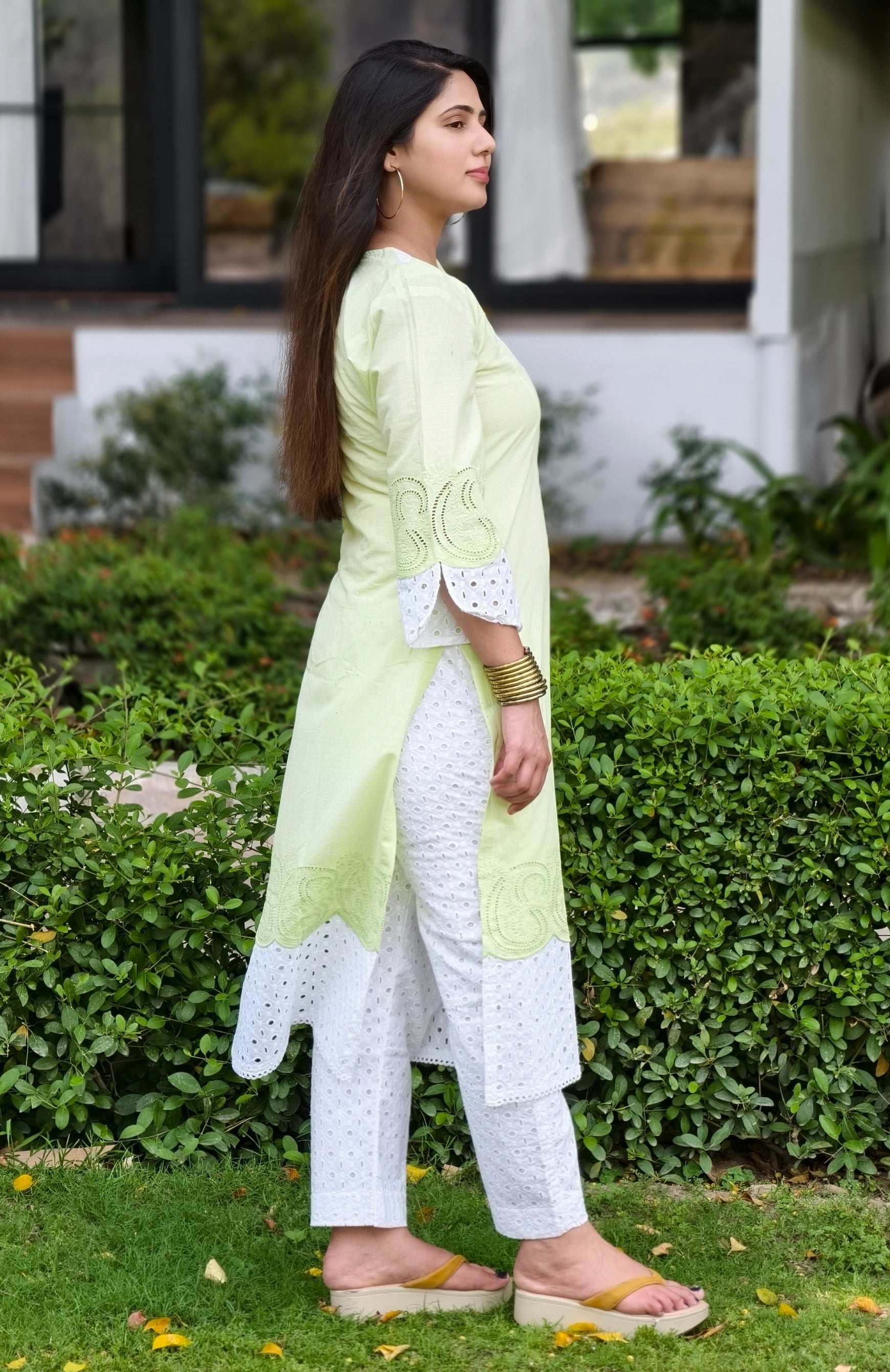 Mint Green Cotton Schiffli 2-Piece Dress