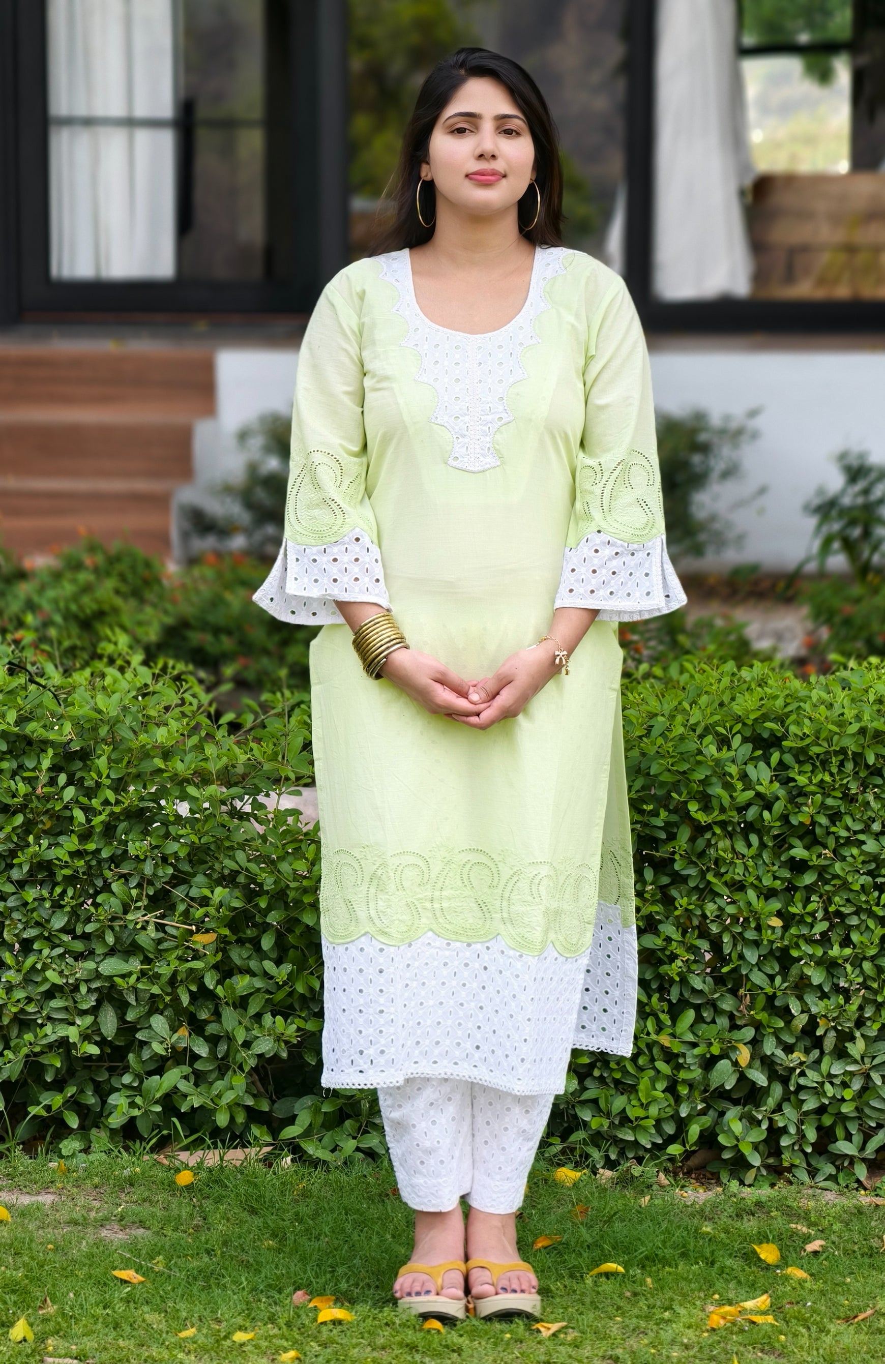 Mint Green Cotton Schiffli 2-Piece Dress