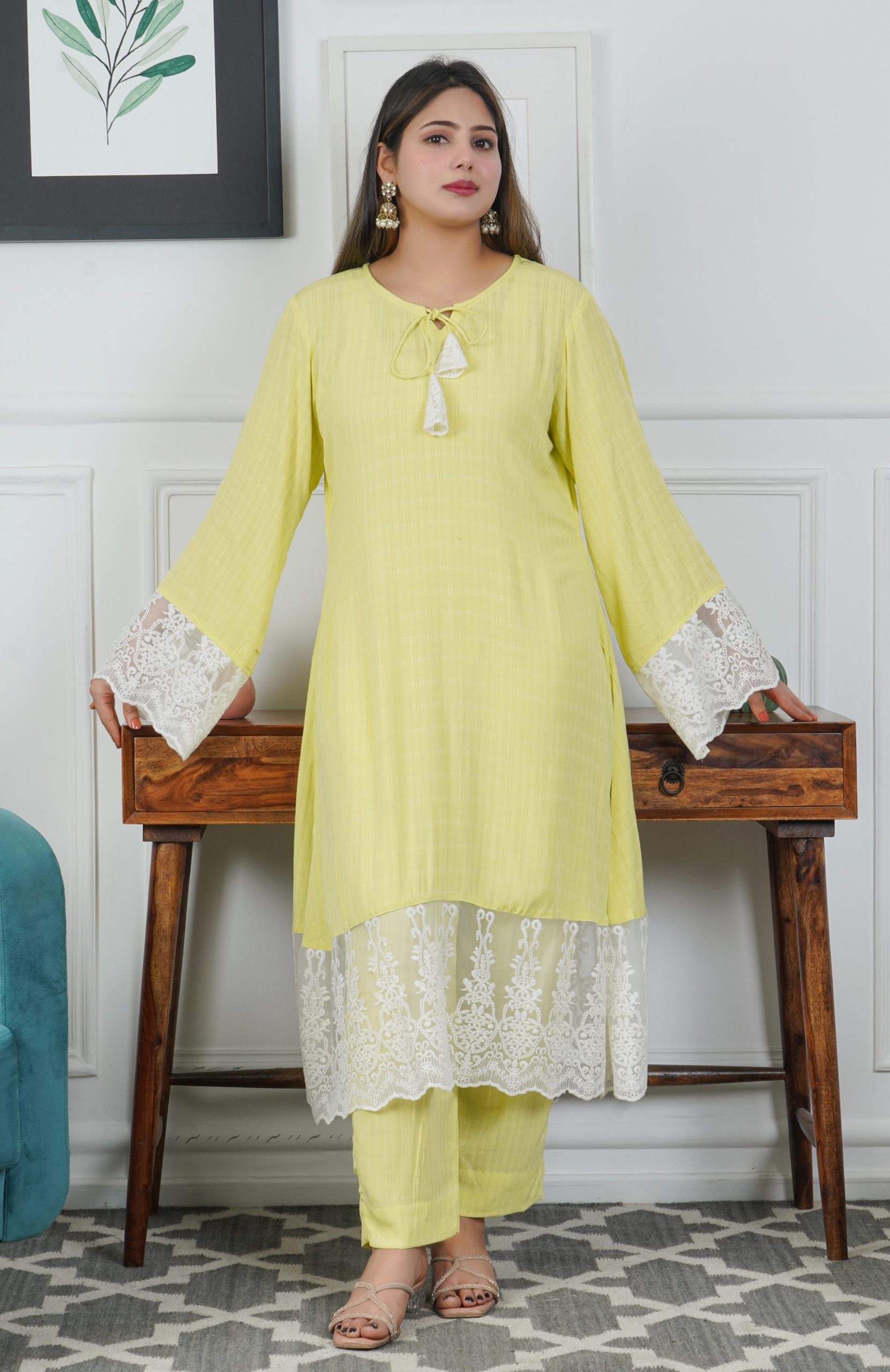 Light Green Umbrella Frock Style 2-Piece Set