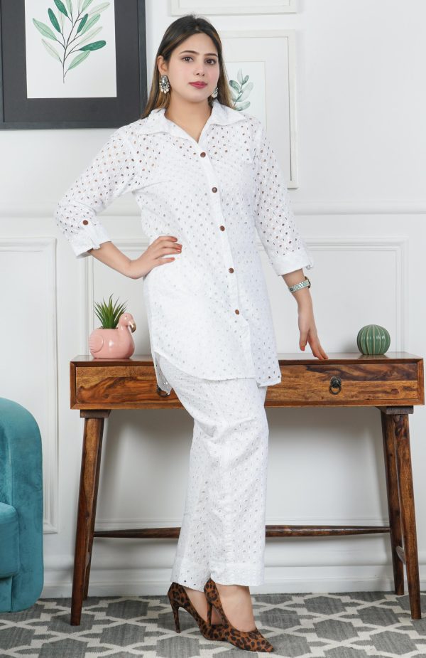 White hakooba cotton coord set - Image 2