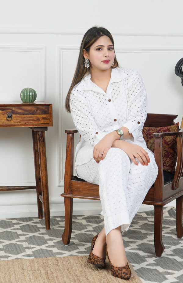 White hakooba cotton coord set - Image 3