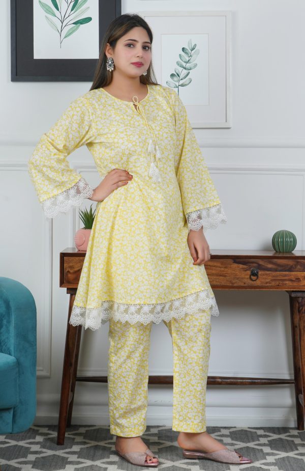 Yellow A line Printed Cotton 2-Piece Dress - Image 3