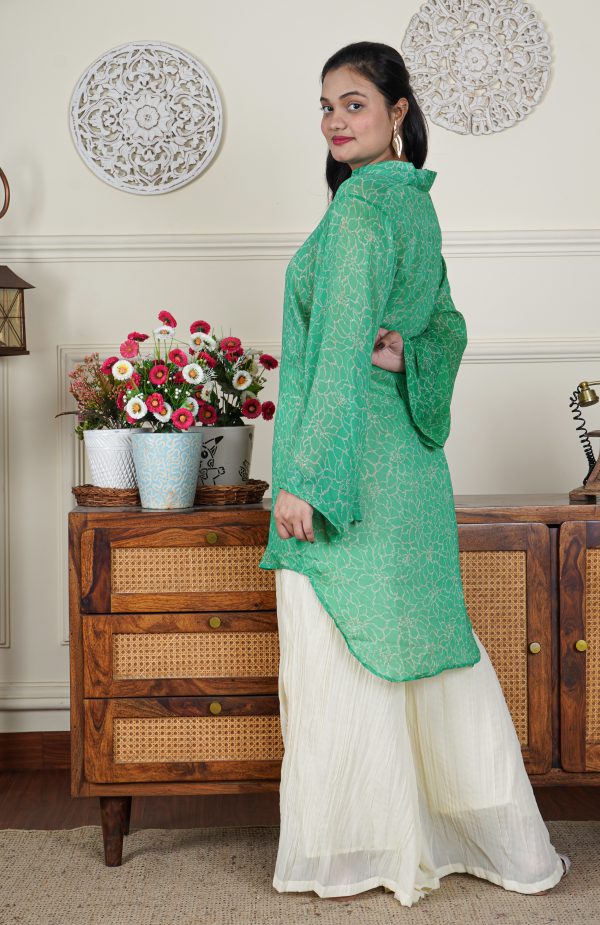 Mint Whisper Flared Printed Georgette Co-ord Set - Image 5