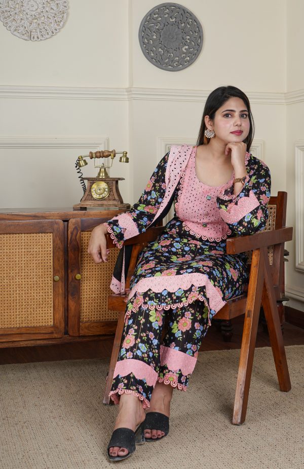 Lawn Cotton Black Floral Designer 3 Piece Dress - Image 6