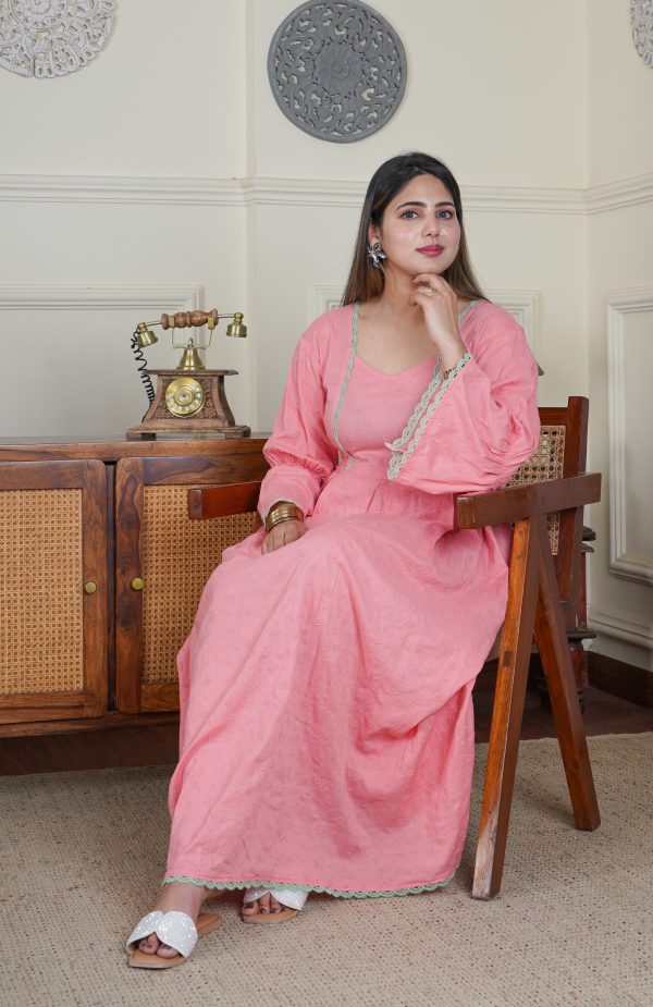 Hakooba Cotton Pink Pleated Tunic 1 Piece Dress - Image 6