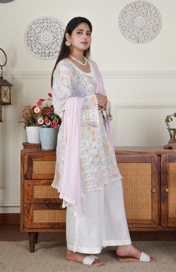 Ivory Floral printed 3 piece dress - Image 3