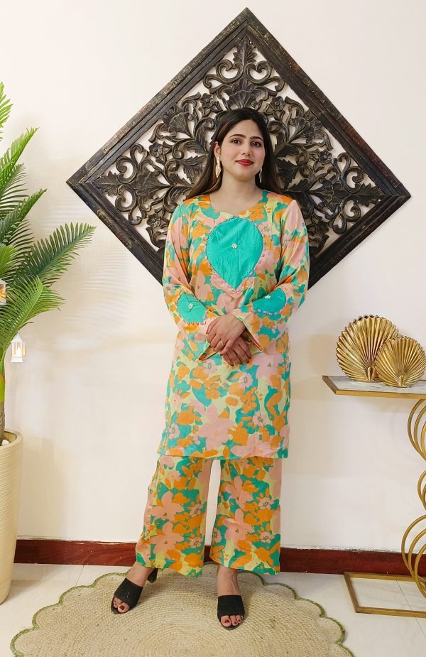 Italian Satin Printed Silk Co-ord Set - Image 2