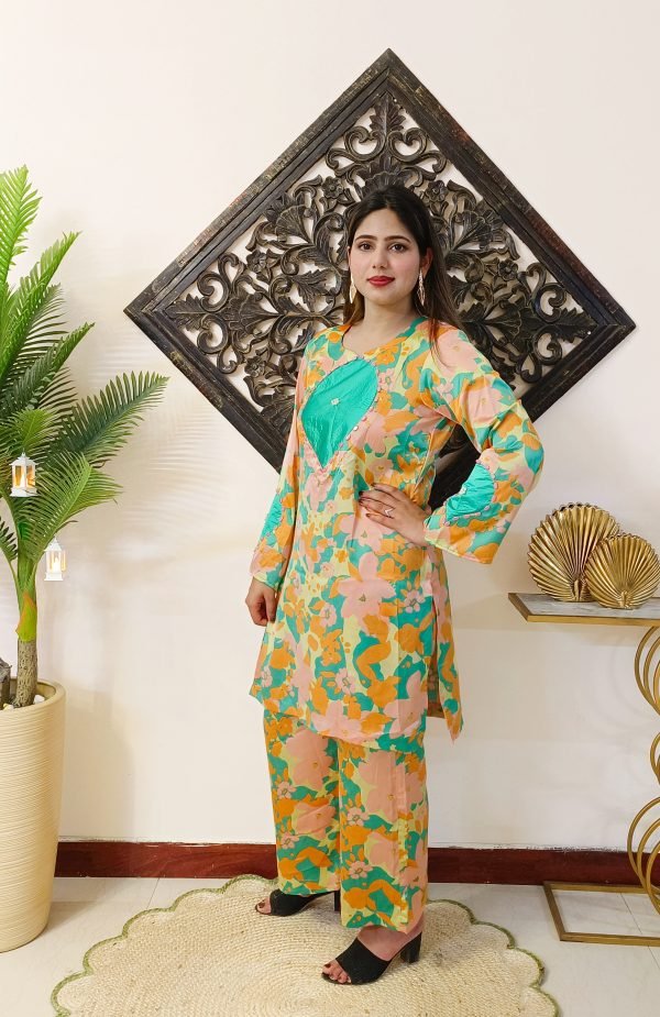 Italian Satin Printed Silk Co-ord Set - Image 3