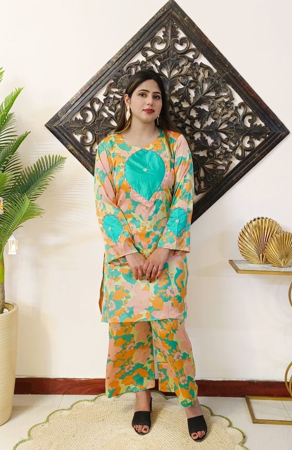 Italian Satin Printed Silk Co-ord Set - Image 4